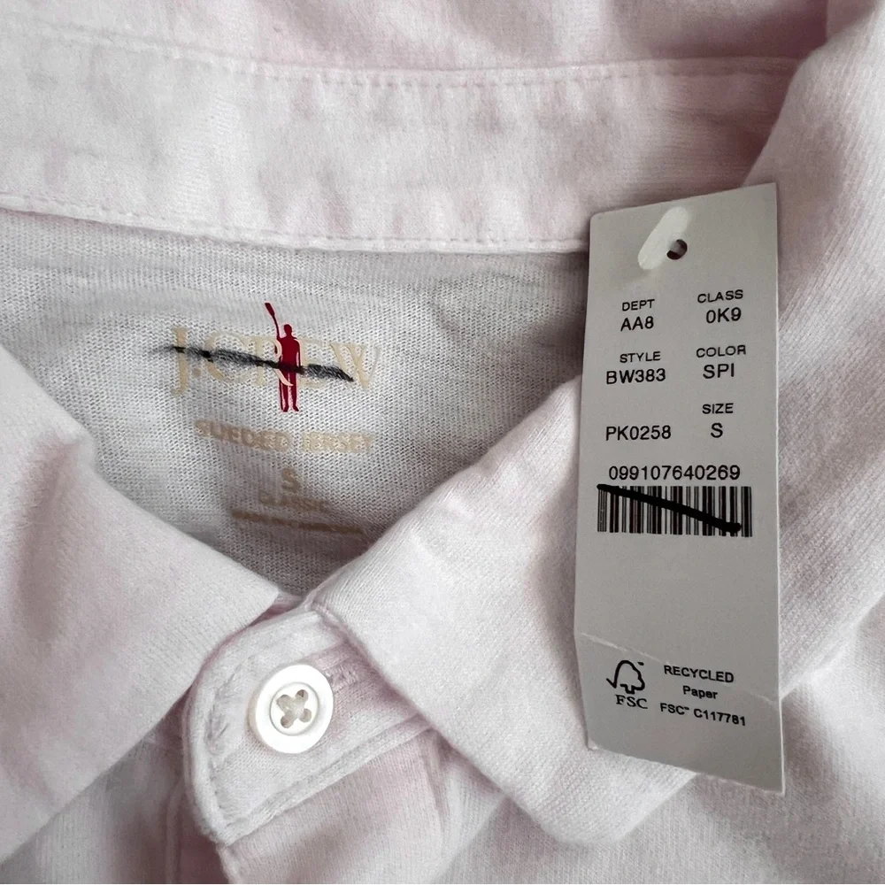 J.CREW Sueded Cotton Polo Shirt Mens Small Classic Fit Shell Pink Soft Casual